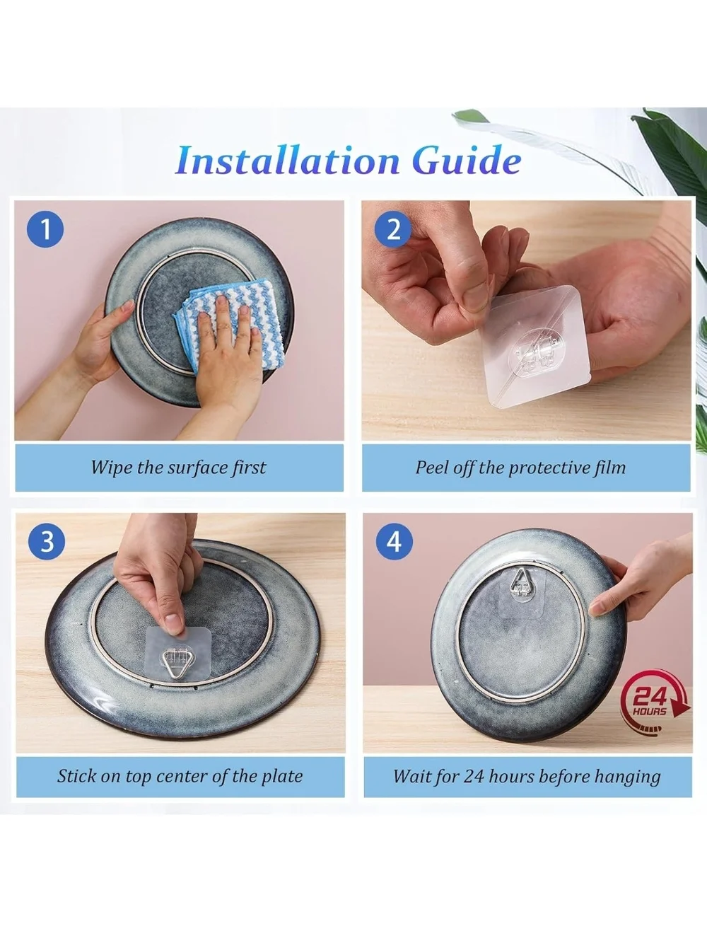 Picture/Plate Adhesive Hangers - Silver (Set of 16)